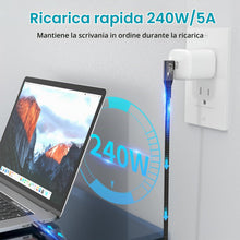 Carica l'immagine nel visualizzatore di Gallery, Cavo USB4 Thunderbolt 4 - 240W USB C a USB C per Ricarica, Dati 40 Gbps, HDR 8K @ 60Hz, 90 Gradi per Hub, Dock MacBook, 