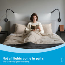 Carica l'immagine nel visualizzatore di Gallery, 2 Pack applique camera da letto nere -3W,interruttore a pulsante, braccio pieghevole a 360° - luce per lettura libri a l