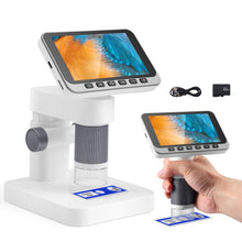 Carica l'immagine nel visualizzatore di Gallery, Microscopio digitale 4,5" IPS, 5-1000X Microscopio Elettronico Portatile USB con 8 luci LED Regolabili Scheda di memoria da 32 GB per bambini adulti