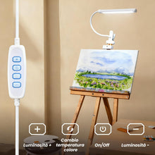 Carica l'immagine nel visualizzatore di Gallery, Lampada a morsetto per cavalletto con interruttore on/off, 3 modalità di colore, dimmerabile, lampada flessibile a collo