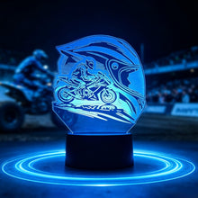 Carica l'immagine nel visualizzatore di Gallery, Lampada Notturna 3D Motocross Casco, Lampada Moto Illusione Ottica LED 7 Colori Tattile, USB e Batteria, Decorazione per