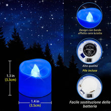 Carica l'immagine nel visualizzatore di Gallery, Confezione da 12 lumini votivi senza fiamma, funzionamento a batteria, con fiamma tremolante blu, candele votive elettri