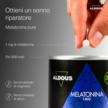 Carica l'immagine nel visualizzatore di Gallery, Melatonina Pura 1mg - 500 Compresse (+16 Mesi)- Melatonina Forte Pura