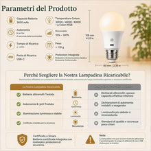 Carica l'immagine nel visualizzatore di Gallery, Lampadina Ricaricabile E27, Telecomando &amp; Touch, Batteria 2600mAh, 2 Pezzi
