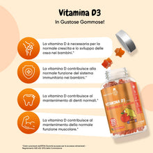 Carica l'immagine nel visualizzatore di Gallery, Vitamina D Bambini, 120 Caramelle Gommose di Vitamina D3 (4 Mesi di Scorta)