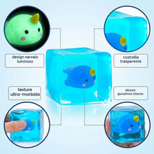 Carica l'immagine nel visualizzatore di Gallery, Cubo Squishy Antistress Narvalo Fluorescente, Giocattolo Sensoriale per Bambini e Adulti, Rilassante per Ansia e ADHD, I
