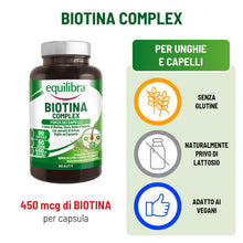 Carica l'immagine nel visualizzatore di Gallery, Equilibra Biotina Altodosata 450 mcg, per Capelli e Unghie, con Zinco, Rame, Selenio, Estratti di Ortica, Miglio, Equise