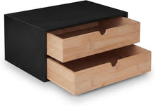 Carica l'immagine nel visualizzatore di Gallery, Relaxdays Organizer da Scrivania con 2 Cassetti in Bambù e MDF, Cassettiera da Ufficio, HLP 14x33x21 cm, Naturale Nero