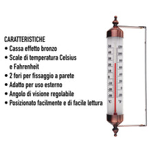 Carica l'immagine nel visualizzatore di Gallery, Termometro da Esterno con Design Effetto Bronzo - Elegante Adatto per il Monitoraggio Della Temperatura Esterna Garage, Serra a Parete