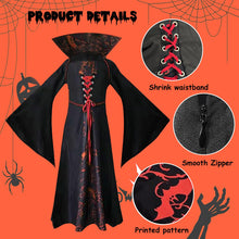 Carica l&#39;immagine nel visualizzatore di Gallery, PABTID Costume da Vampiro per Bambina e Ragazza Halloween Dress Up Party Travestimento Gotico Victorian Vampira Cosplay Carnevale Festa a Tema Vampiro (140)