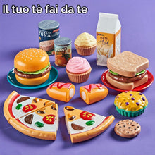 Carica l'immagine nel visualizzatore di Gallery, LAUGIGLE 78Pc Cibo Giocattolo da Taglio con Borsa per La Conservazione, Cibo Finto per Cucina da Gioco, Include Frutta e