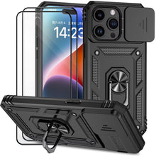 Carica l'immagine nel visualizzatore di Gallery, Cover per Iphone 15 Pro 6.1 Pollici con Vetro Temperato Custodia con Scorrevole Protezione Fotocamera Custodia Rotante A