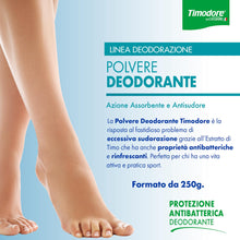 Carica l'immagine nel visualizzatore di Gallery, Timodore, Polvere Deodorante, Azione Assorbente e Antisudore, Risposta Ideale al Problema dell'Eccessiva Sudorazione, Pr