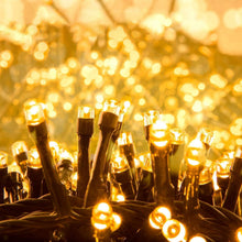 Carica l'immagine nel visualizzatore di Gallery, Quntis Luci Natale Esterno 10M 100 Leds, Luci Albero di Natale Bianco Caldo IP44 con 8 Modalità Catena Luminosa Natale D