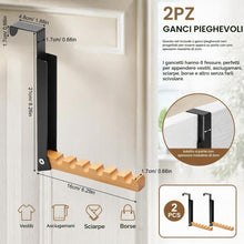 Carica l'immagine nel visualizzatore di Gallery, TIANLIN 2 Pezzi Appendiabiti da Porta Pieghevole, Nero Gancio per Portas