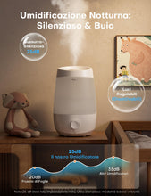 Carica l'immagine nel visualizzatore di Gallery, AROEVE Umidificatore Ambiente, 2,5L Umidificatore, 250 ml/h, 25H Diffusore di Oli Essenziali, Spegnimento Automatico, 25 dB Silenzioso per Neonati e Piante, Bianco