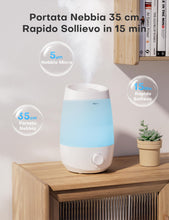 Carica l'immagine nel visualizzatore di Gallery, AROEVE Umidificatore Ambiente, 2,5L Umidificatore, 250 ml/h, 25H Diffusore di Oli Essenziali, Spegnimento Automatico, 25 dB Silenzioso per Neonati e Piante, Bianco