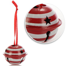 Carica l'immagine nel visualizzatore di Gallery, com-four® 12 decorazioni natalizie da appendere 4 cm Ø - campanelle in metallo da appendere - campanelle decorative in latta come pendenti per finestre, porte e alberi di Natale (verde bianco rosso)
