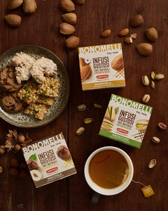 Bonomelli Infusi Gustosi, Mandorla e Caramello, Confezione da 20 Filtri, Gusto Raffinato ed Equilibrato, da Gustare a Caldo o a Freddo (20g)