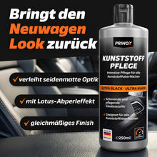 Carica l'immagine nel visualizzatore di Gallery, Kit rinnovante per plastiche auto [include panno in microfibra] - Cura delle plastiche per esterni e interni auto - Effetto nero intenso istantaneo ed eccellente protezione UV - Protezione contro lo sbiadimento - 250 ml