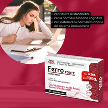 Carica l'immagine nel visualizzatore di Gallery, Sanavita Ferro Forte Integratore Alimentare con Ferro Alto dosaggio, Vitamina C, Rame, Acido Folido e Vitamina B12 Alo Dosaggio - 30 compresse