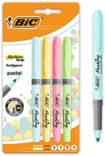 Carica l'immagine nel visualizzatore di Gallery, BIC Intensity, Highlighter Grip, Evidenziatori Pastello Colorati, Tecnologia Anti-Essicazione e Punta a Scalpello, 4 Unità, Cancelleria Scuola