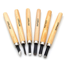 Carica l'immagine nel visualizzatore di Gallery, Set 6 Scalpelli Intaglio Legno Acciaio Carbonio – Kit Sgorbie Professionali per Scultura e Wood Carving, Utensili Affila