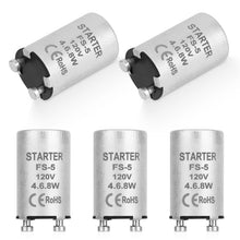 Carica l'immagine nel visualizzatore di Gallery, 5pz Starter Fluorescente con Alloggiamento, Starter Fluorescente Alluminio Lampade di Preriscaldamento da 4-40 W Tubo Ce
