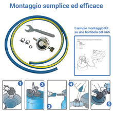 Carica l'immagine nel visualizzatore di Gallery, Crisalide®- Kit Tubo REGOLATORE Professionale 4 pz (Gas, Gpl) Cucina, Barbecue, Stufa: 1 Tubo+1 Regolatore+2 Fascette+1C