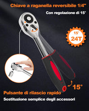 Carica l'immagine nel visualizzatore di Gallery, 46 Pezzi Set Chiavi a Cricchetto, Chiavi a Bussola 1/4"