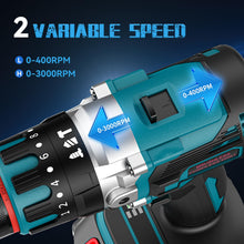 Carica l'immagine nel visualizzatore di Gallery, Avvitatore elettrico Brushless Trapano Avvitatore Batteria 21V, Trapano Avvitatore a Percussione con 2×2,0Ah Batteries, Trapano Percussione Batteria, 20+3 Coppia, Luce a LED, 0-3000RPM, 80N.m Max