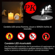 Carica l'immagine nel visualizzatore di Gallery, Lonkenn 2 pezzi Candele LED Ricaricabili, Fiamma Tremolante Candela LED con Bianco Vetro, Ricaricabili Candela con Telec