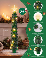 Carica l'immagine nel visualizzatore di Gallery, 4 Candele LED per l'albero di Natale, Candele a Bastoncino LED Verdi Senza Fiamma, Candele a Forma di albero, Decorazion