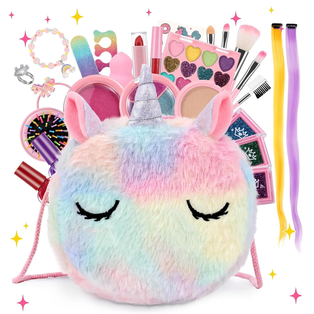 Anpro Trucchi Bambina Set, 41 Pezzi Set di Trucchi per Bambini e Bambine, per ragazze, Giocattoli, Halloween, Natale, Regalo di Compleanno per Ragazze 4, 5, 6, 7, 8, 9, 10 anni