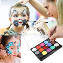 Carica l'immagine nel visualizzatore di Gallery, URAQT Body Painting, 15 Colori Face Painting, Pittura Corpo con 32 Stampini e 2 Pennelli, Coloranti Naturale e Sicuro, Feste, Trucco Make-up, Halloween