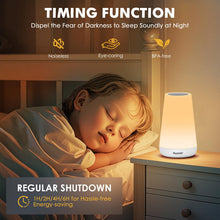 Carica l'immagine nel visualizzatore di Gallery, Auxmir Luce Notturna Bambini, Lampada da Comodino, Lampada LED Colorata con 13 Colori, Luminosità Regolabile, 3 Modi d’Illuminazione, Touch e Telecomando, Batteria Ricaricabile, Bianco