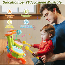 Carica l&#39;immagine nel visualizzatore di Gallery, Tamburo Giochi Bambini 1 Anno - Strumenti Musicali Giocattoli Bambino 1 2 Anno Batteria Bambini Elettronico con Filastrocche Neonati Idea Natale Regalo Gioco Bambino Bimba 1 2 Anno Anni