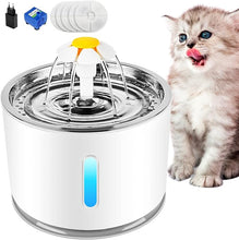 Carica l'immagine nel visualizzatore di Gallery, Aerb Parner Fontanella per gatti, fontana per cani: Animale domestico Gatti Fontane Non-Slip Automatico dispenser acqua gatti con Luce Notturna e 3 Filtri di Carbonio Attivati - 2,4L