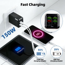 Carica l'immagine nel visualizzatore di Gallery, Caricatore USB C 150W 6 Porte caricabatterie rapido, 2 USB C 4 USB A