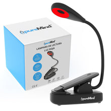 Carica l'immagine nel visualizzatore di Gallery, Puremind Lampada Lettura Luce Rossa con Pinza USB Ricaricabile - Senza Luce Blu + Flicker Free - Collo Flessibile 360º +