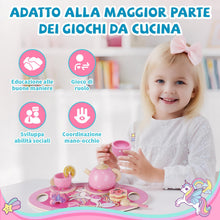 Carica l'immagine nel visualizzatore di Gallery, Unicorno Set da Tè Giochi in Legno, Accessori Cucina Bambini Legno, Gioco Ruolo Tea Party Montessori Educativo, Unicorno Bambina Regalo 2 3 4 5 6 Anni, Giocattoli Giochi Bambina Bimba 2 3 4 5 6 Anni