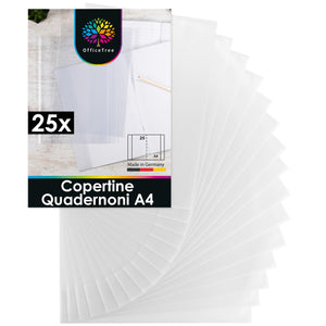 OfficeTree 25x Copertina Trasparente Quaderno A4 - Copertine Trasparenti Quaderni A4 con Alette - Copertine Trasparenti Quaderni A4 - Copertine Libri Scolastici A4 - Made in Germany