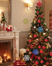Carica l'immagine nel visualizzatore di Gallery, Palline di Natale Rosse, 105 Palline Natale Infrangibili Con Gancio Palle di Natale Diametro 3/4/6 cm, Decorazioni Albero di Natale con 4 Decorazioni con Fiocchi di Neve, 5 Cartoline di Natale