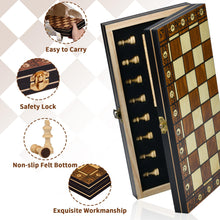 Carica l&#39;immagine nel visualizzatore di Gallery, Aissom Scacchiera in Legno,2 in 1 Scacchiera Pieghevole,Magnetici Scacchi, Backgammon con slot di archiviazione, Dama per Bambini e Adulti Feste (29 * 29cm)