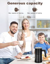 Carica l'immagine nel visualizzatore di Gallery, Montalatte Elettrico, 4 in 1 Montalatte Automatico Cappuccino, 580ML Montalatte in Acciaio per Schiuma di Latte Calda e Fredda, Cioccolata Calda, Cappuccino, Facile da Pulire (Nero)