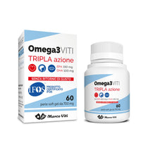 Carica l'immagine nel visualizzatore di Gallery, Omega3 Viti Tripla Azione, Integratore ad Alta Concentrazione di Omega-3 per Cuore, Cervello e Vista, Assunzione Giornal