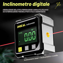 Carica l'immagine nel visualizzatore di Gallery, Inclinometro Digitale Ricaricabile con Laser, Goniometro Digitale Magnetico Inclinometro Livella Laser con 4 Lati Magnet