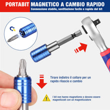 Carica l'immagine nel visualizzatore di Gallery, WORKPRO Set di Punte e Bussole da 42 Pezzi, Chiave a Cricchetto Compatta da 1/4" con Portapunte Magnetico a Cambio Rapid