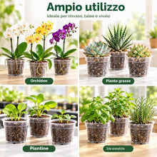 Carica l'immagine nel visualizzatore di Gallery, 10 Vasi Trasparenti per Orchidee Ø11,5 cm con Fori di Drenaggio