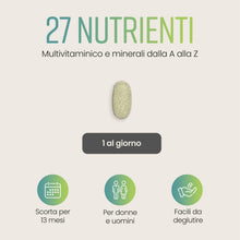 Carica l'immagine nel visualizzatore di Gallery, Multivitaminico Completo VitaBright Uomo e Donna | 400 Compresse (400 Giorni) | 27 Vitamine e Minerali | 100% NRV Tutte 